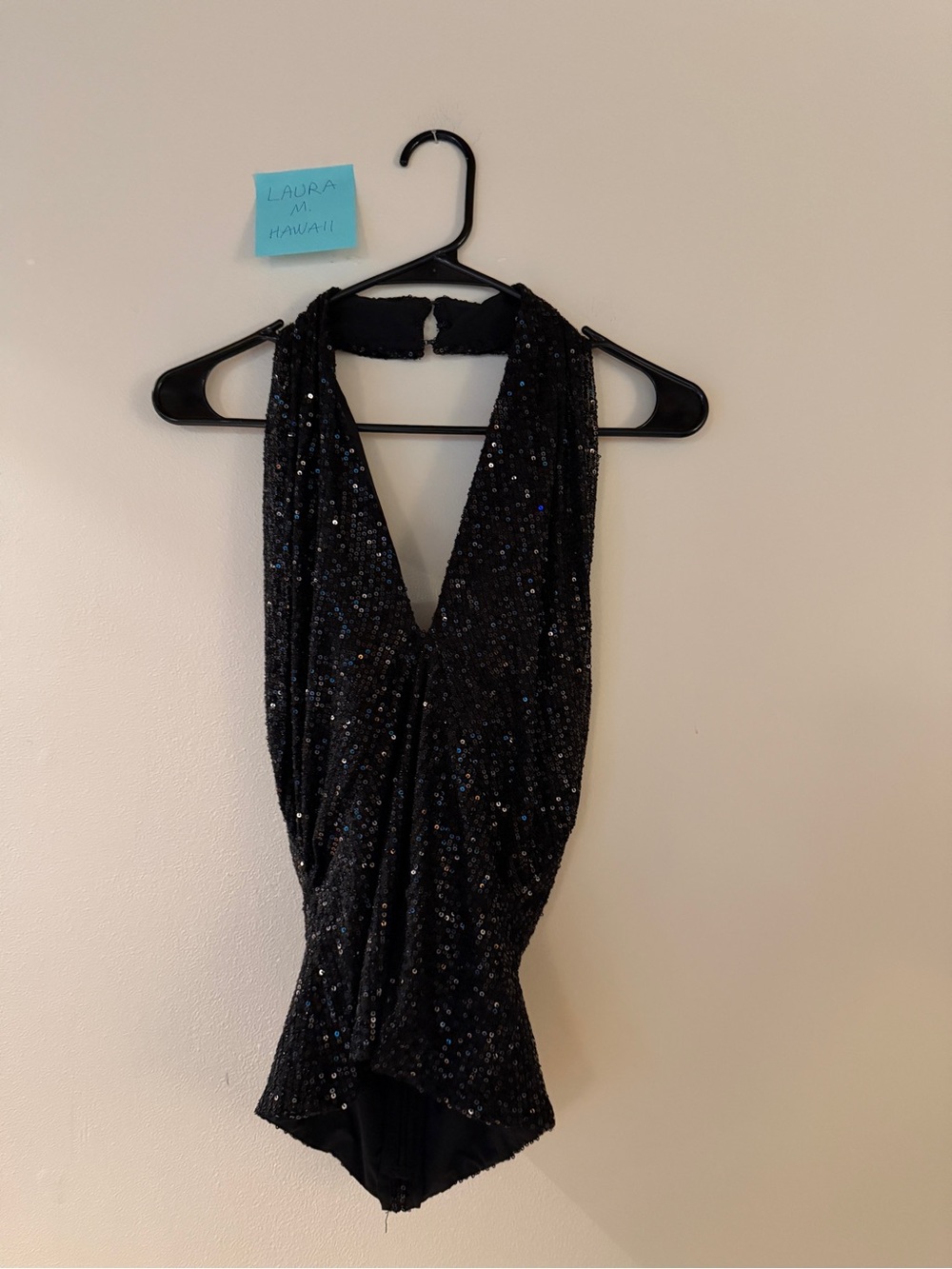 Black Sequin Halter ASTR the Label